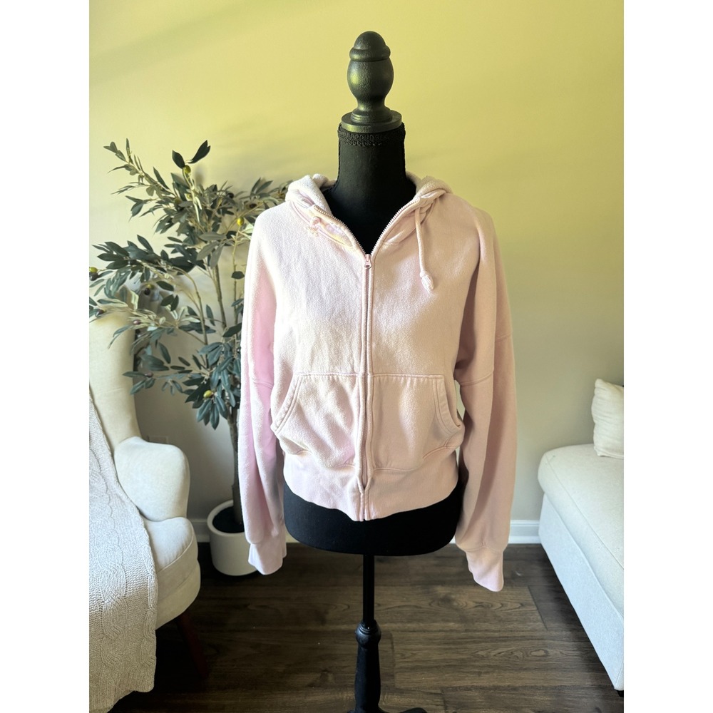 Wild Fable Pink Zip Up Hoodie Sweatshirt XXL Light Pink Cropped Fleece Hooded